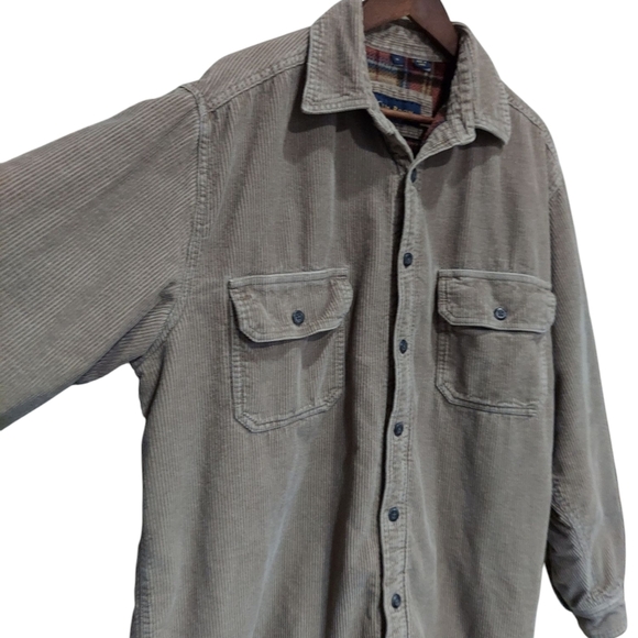 Corduroy Plaid Lined Men's Jacket Tan XL - Picture 3 of 6